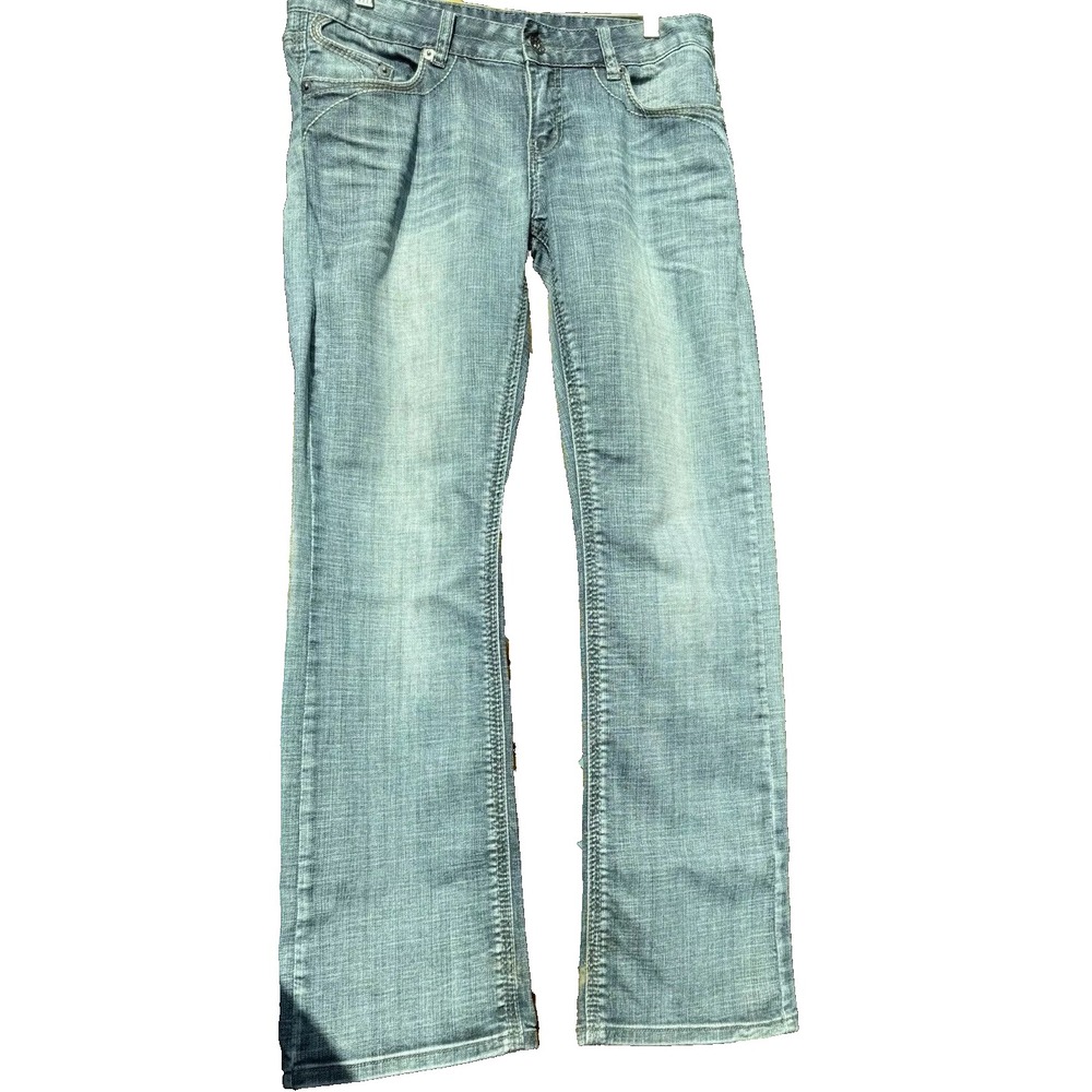 Cruel Jeans Women 29/7 Blue Blake Slim Straight Metallic Embroidered Western
